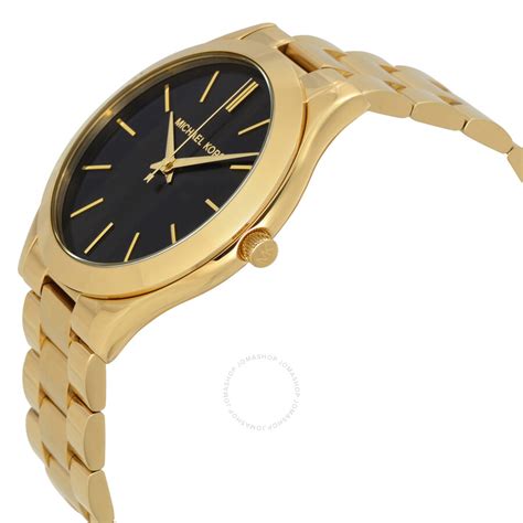 Michael Kors Slim Runway Black Dial Gold